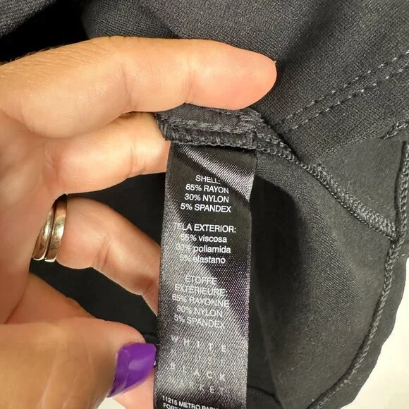 2/$30 White House Black Market Ponte Asymmetrical Vest Cowl Neck Black #A0569 - Picture 7 of 8